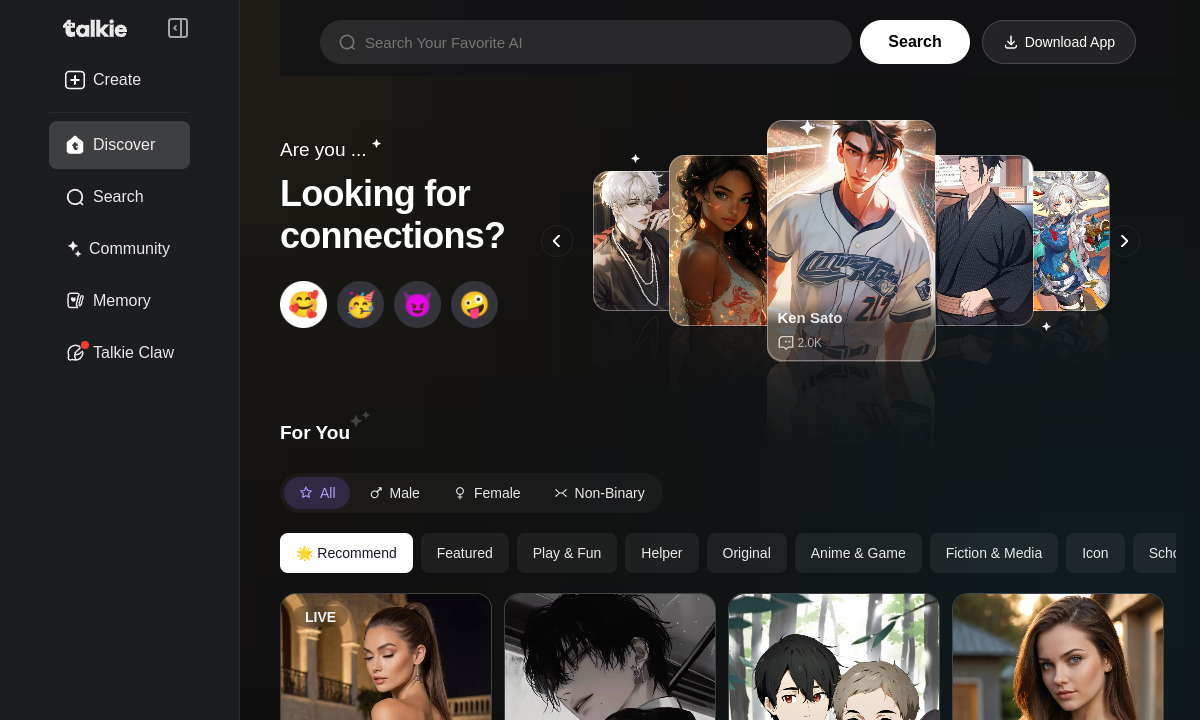 Talkie AI official platform preview